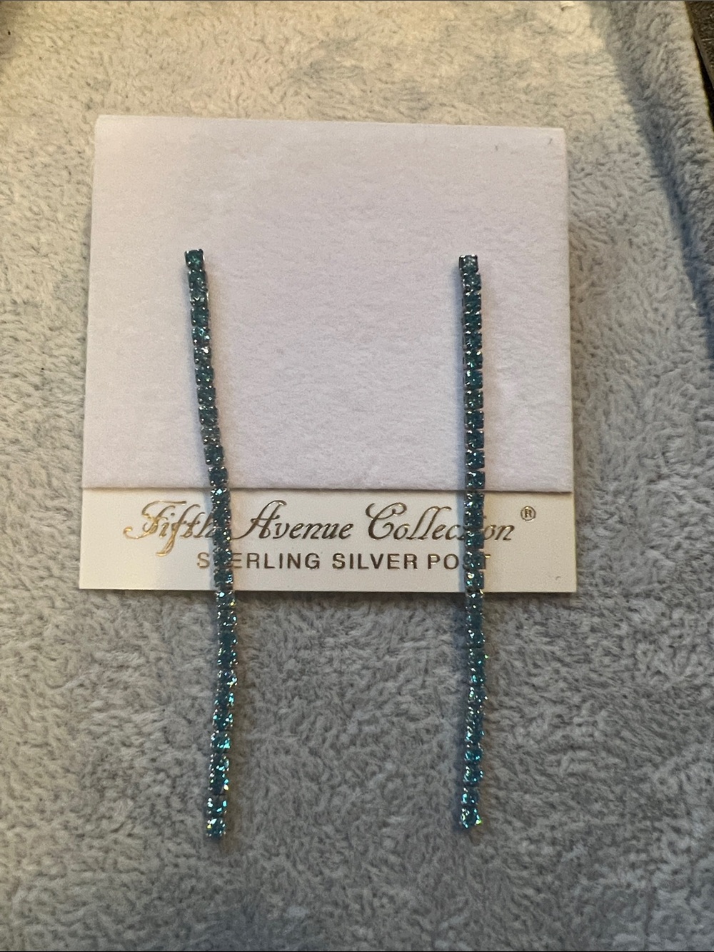 Fifth Avenue Collection Silver Teal Linear Drop Earrings
